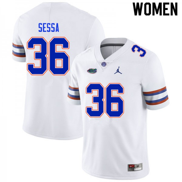 Women #36 Zack Sessa Florida Gators College Football Jerseys White